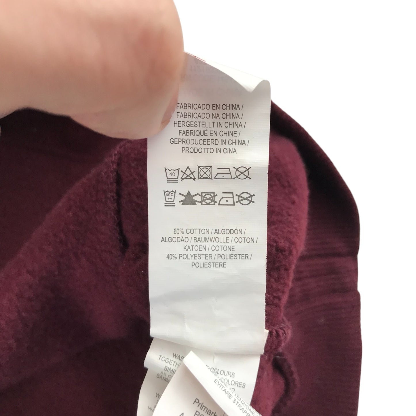 Primark hoodie 13-14 years burgundy plain NYC jersey material