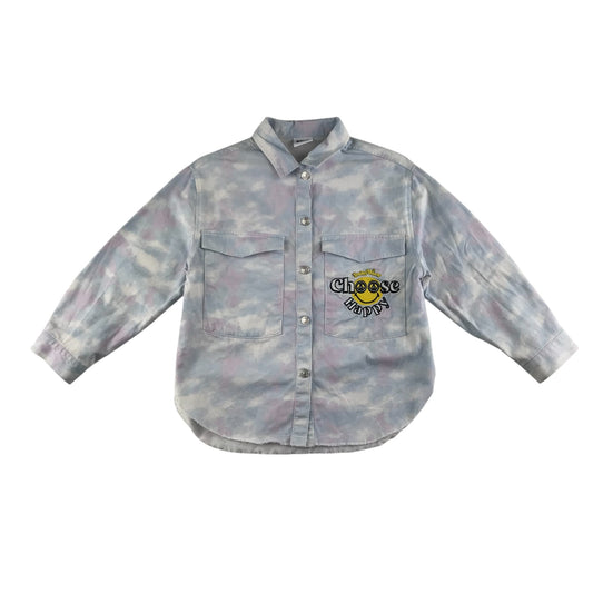 Zara shacket 7-8 years pastel colour light denim shirt Smiley World Choose Happy cotton