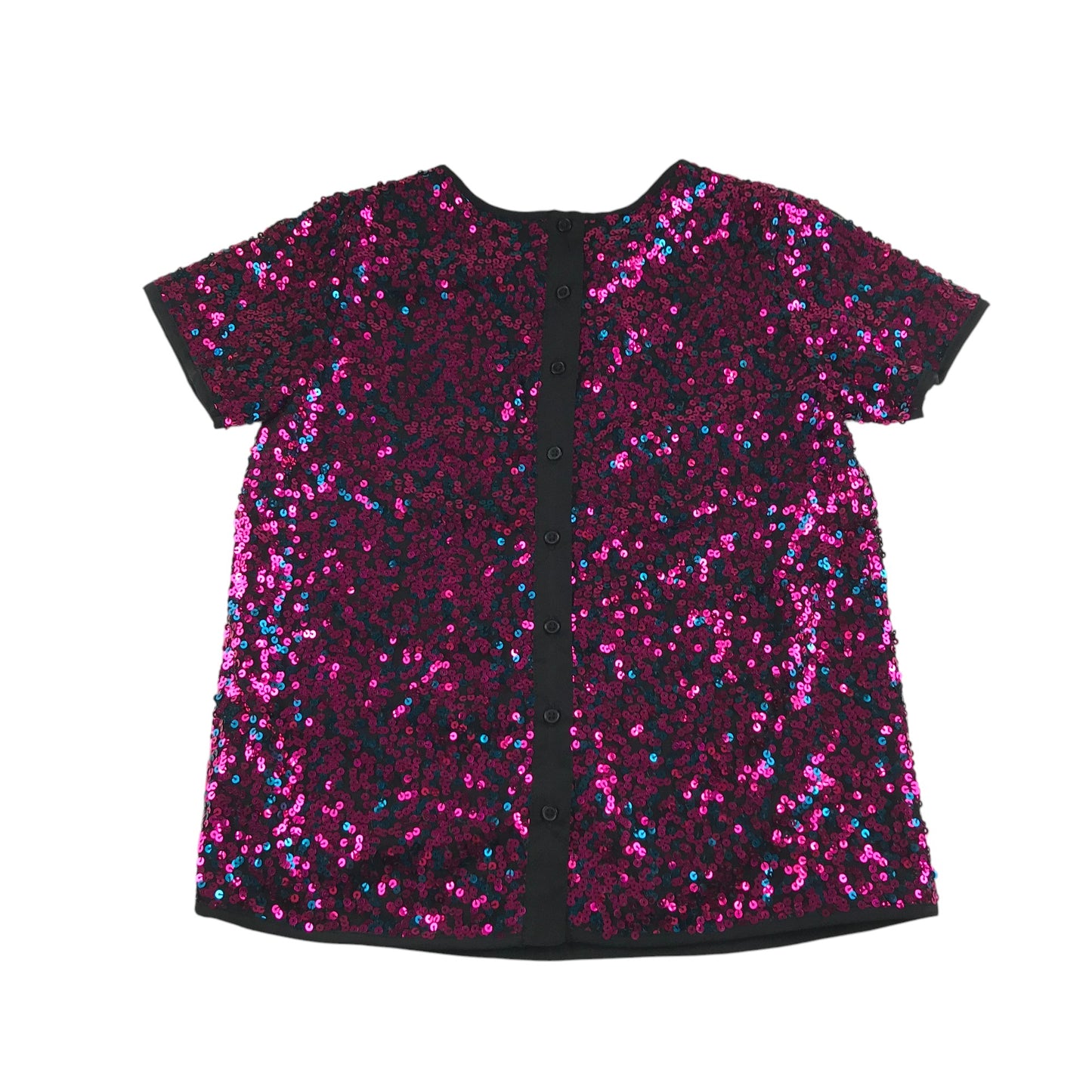 George blouse 11-12 years pink and black sequin short sleeve top