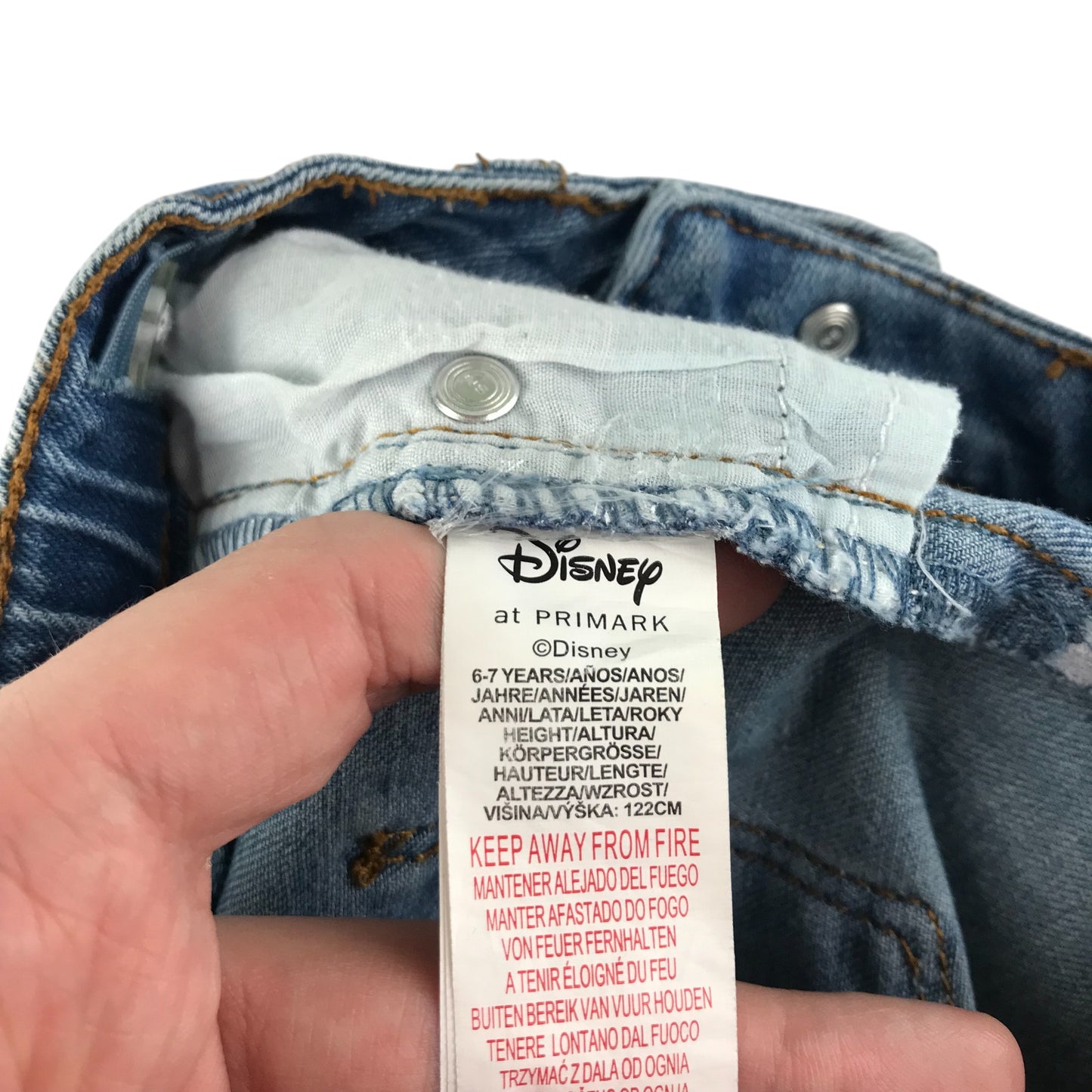 Primark shorts 6-7 years blue denim with embroidered patches Mini Mouse