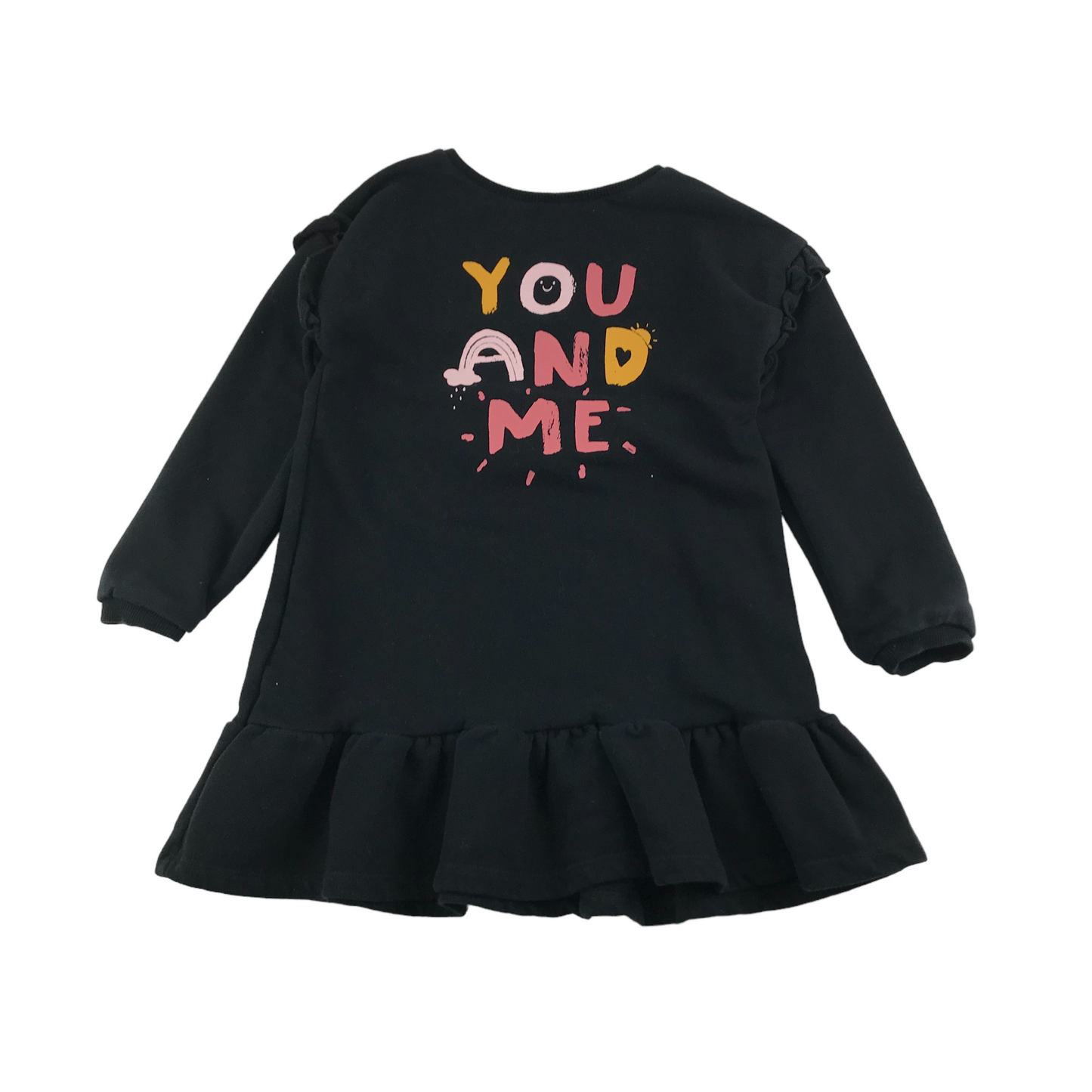 F&F Dress Age 6 Black Jersey Text Graphic Design