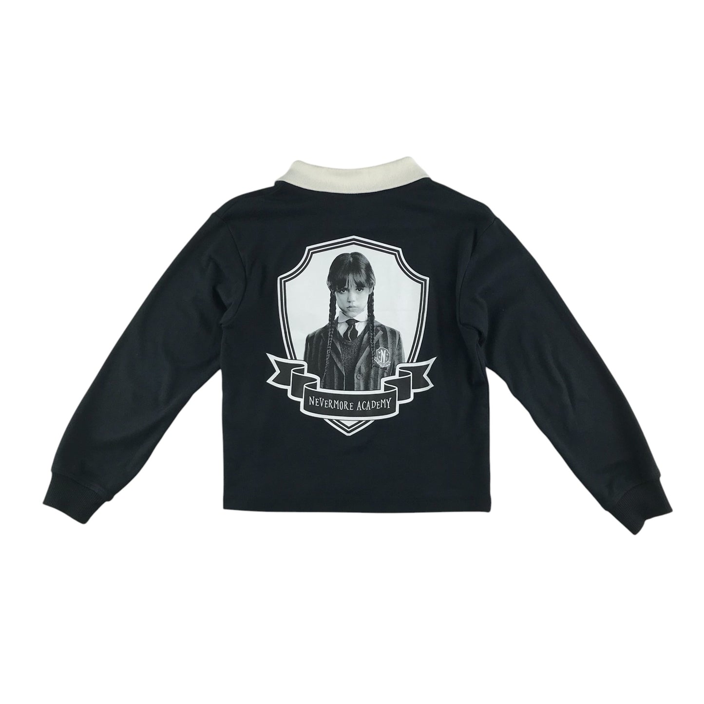 Zara polo shirt 8-9 years black collared Netflix Wednesday Nevermore Academy sweater
