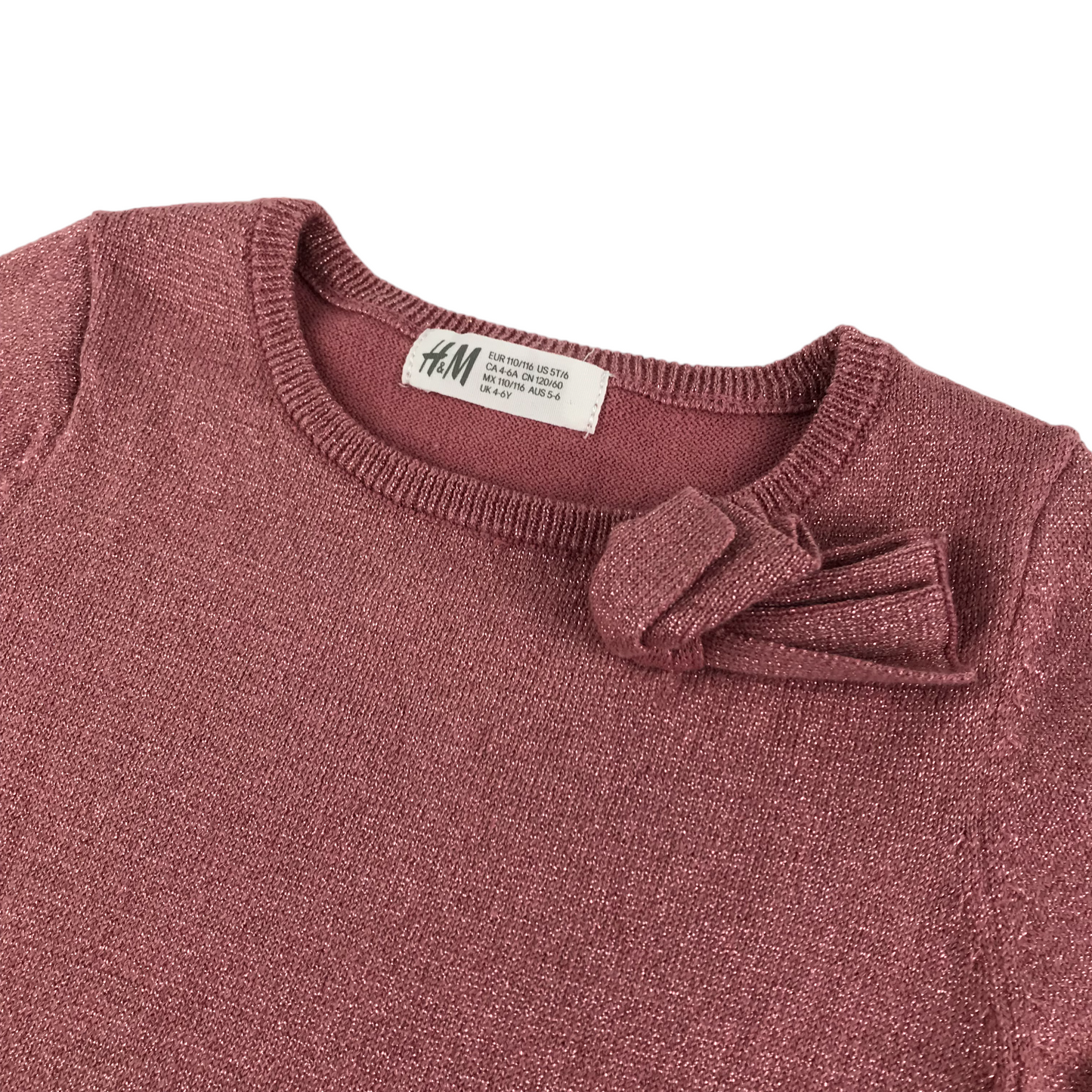H&M Dress Age 5 Pink Knitted Bowtie Detail
