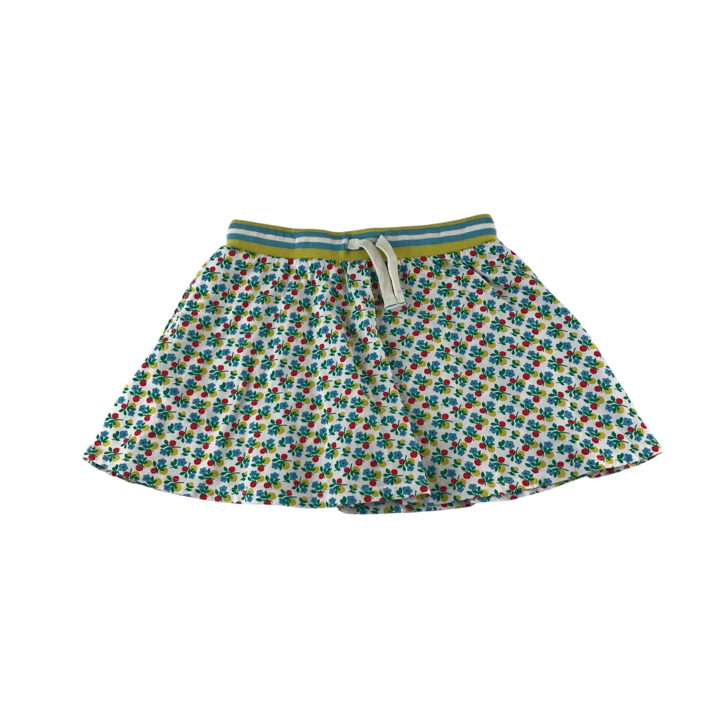 Boden skort 8-9 years green floral print design with stripy waistband cotton