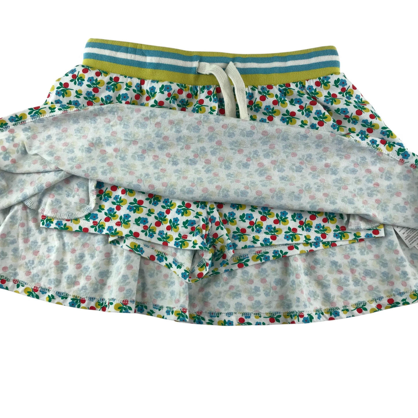 Boden skort 8-9 years green floral print design with stripy waistband cotton