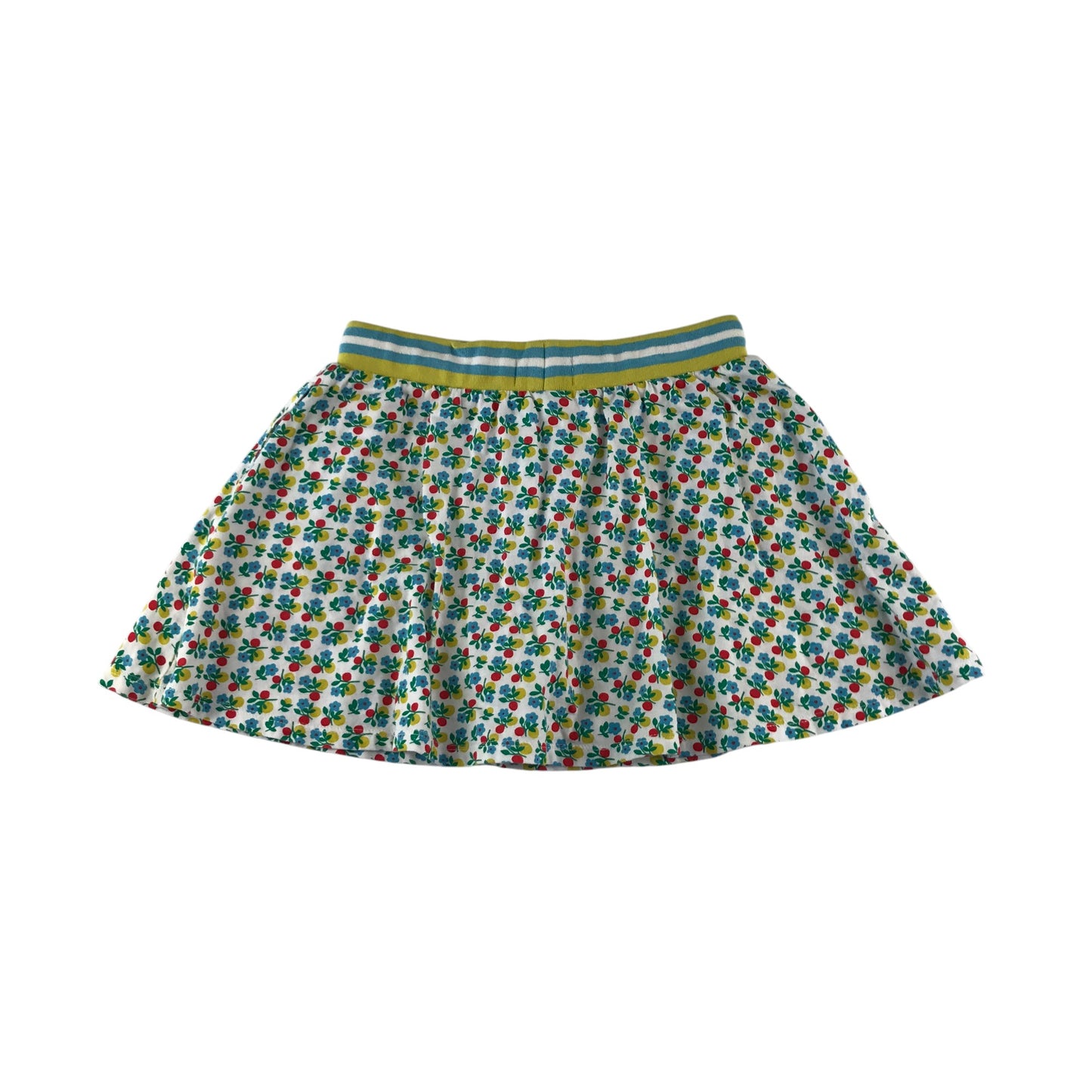 Boden skort 8-9 years green floral print design with stripy waistband cotton