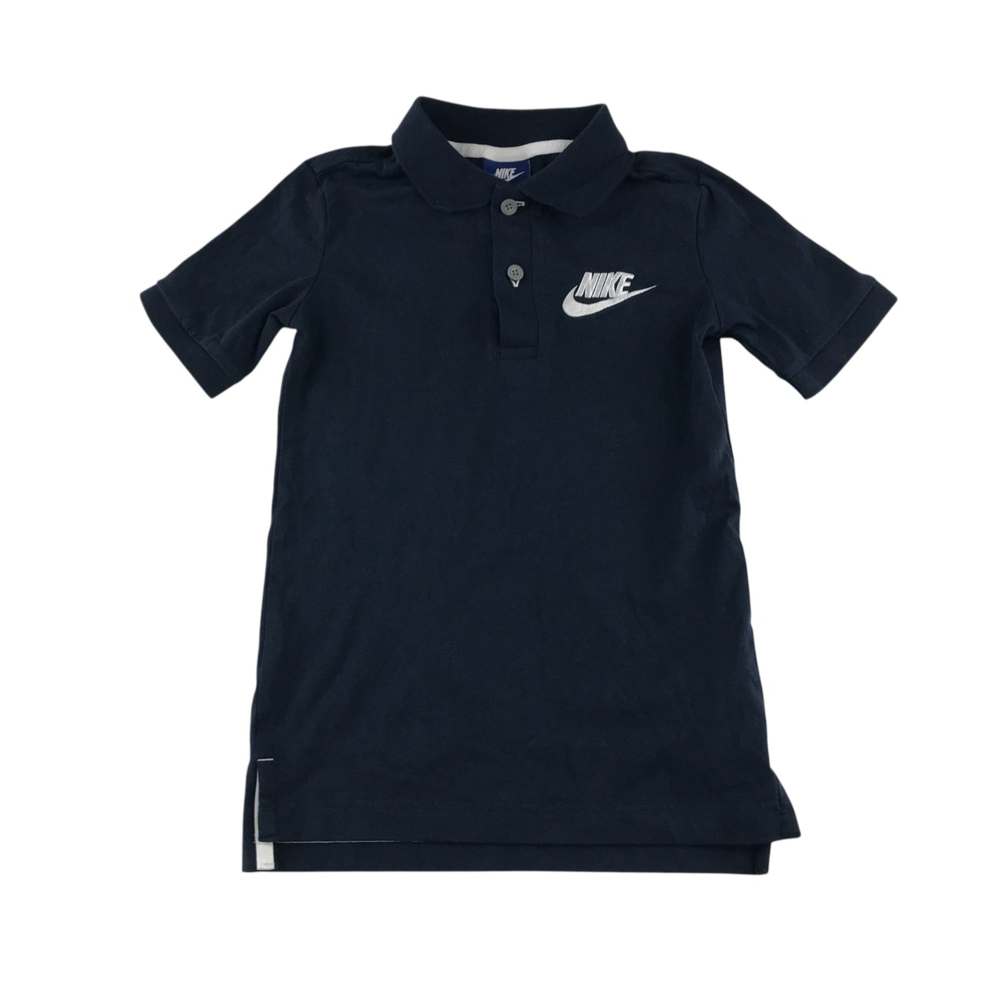 Nike polo shirt 7-8 years navy with embroidered white logo short sleeve cotton