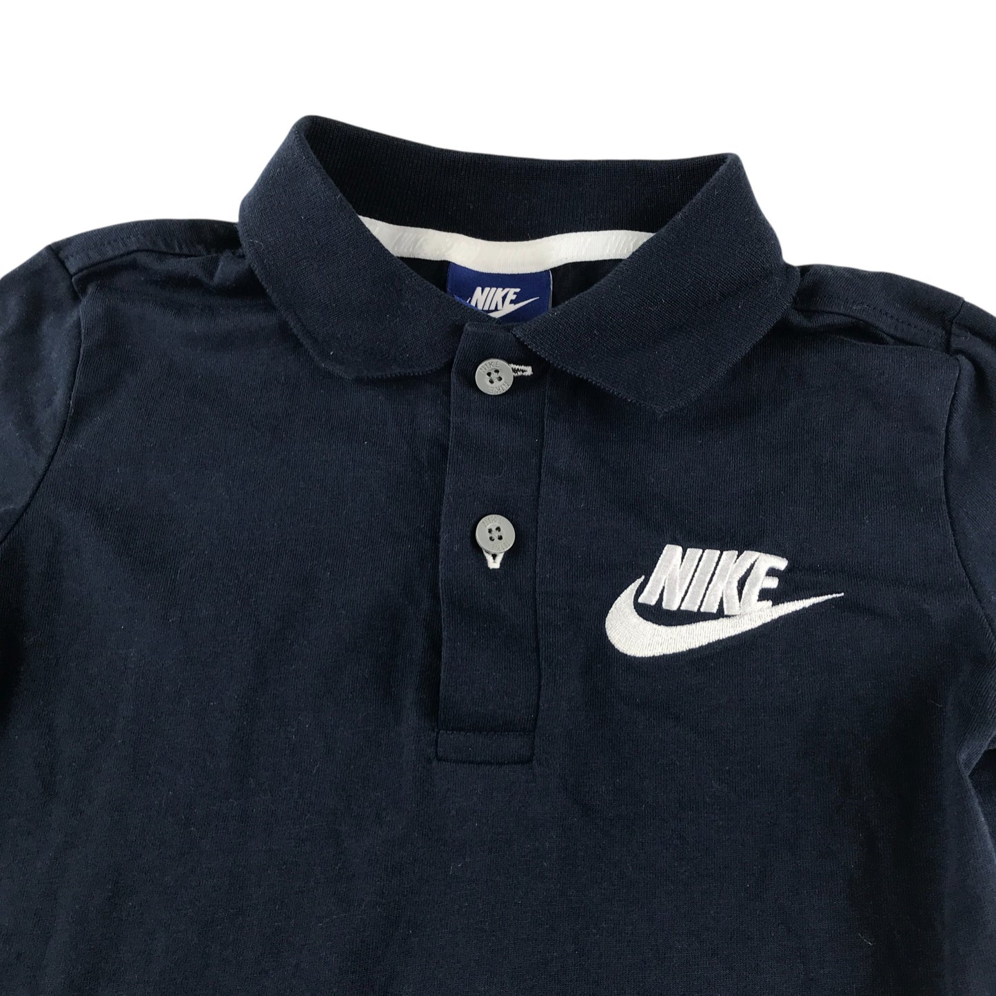 Nike polo shirt 7-8 years navy with embroidered white logo short sleeve cotton