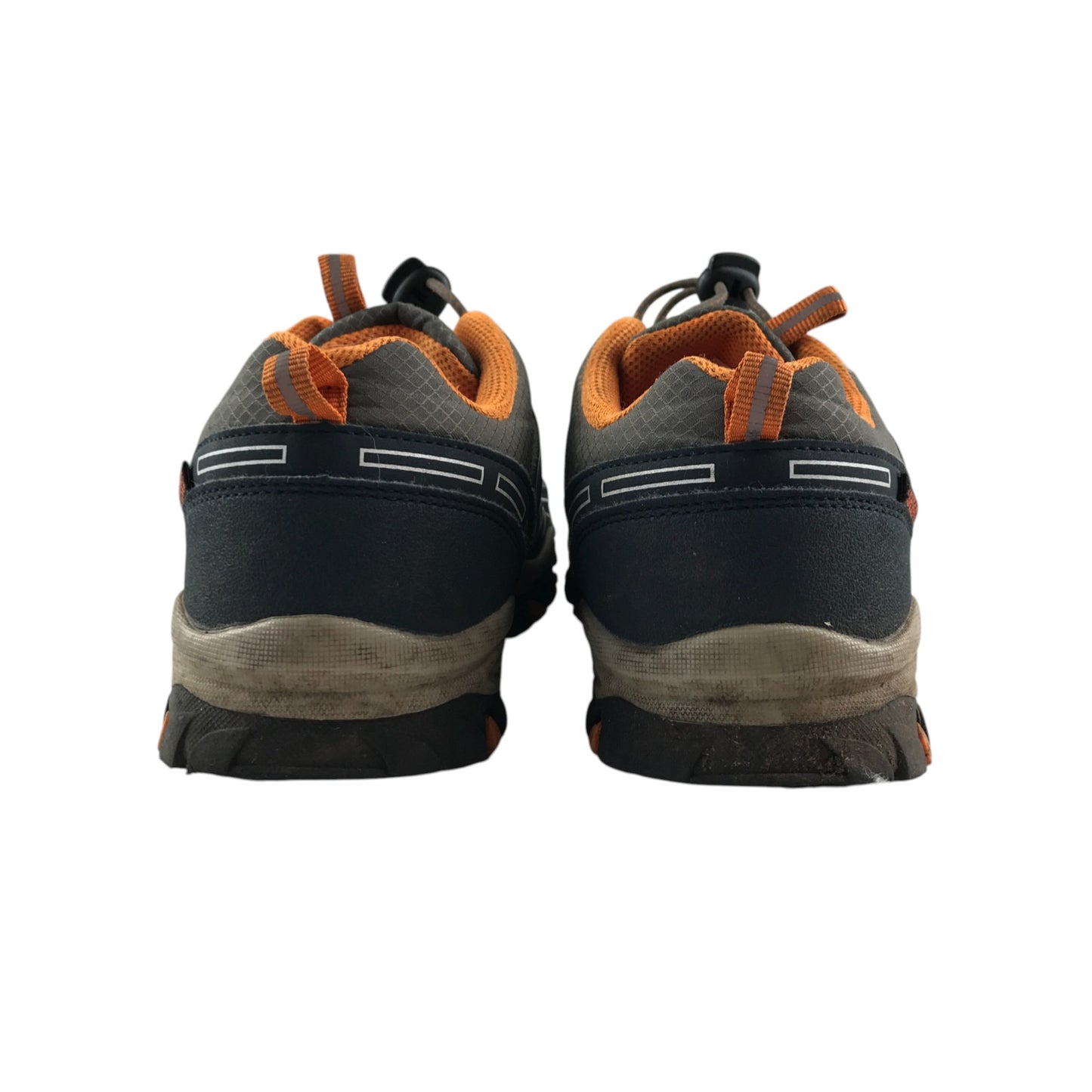Eggseed outdoors walking trainers shoe size 6 grey navy and orange colourway