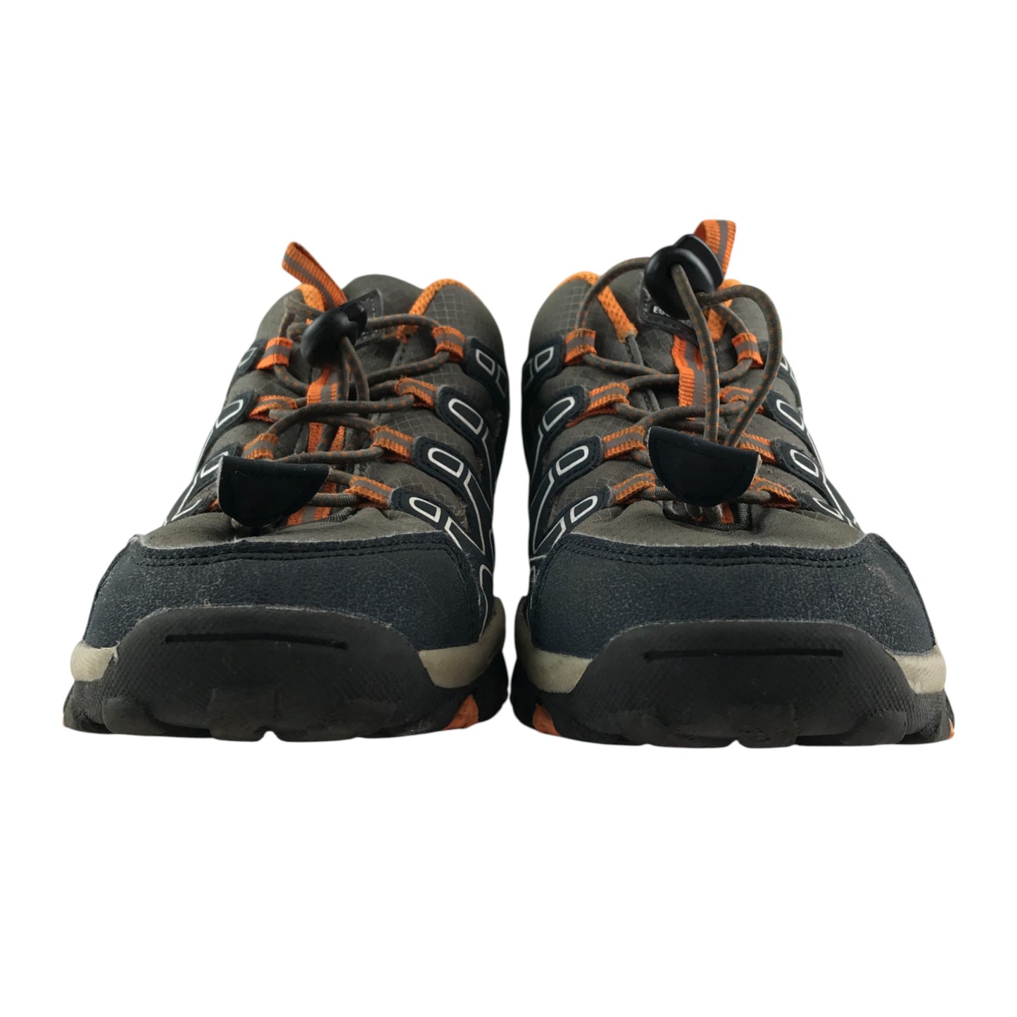 Eggseed outdoors walking trainers shoe size 6 grey navy and orange colourway