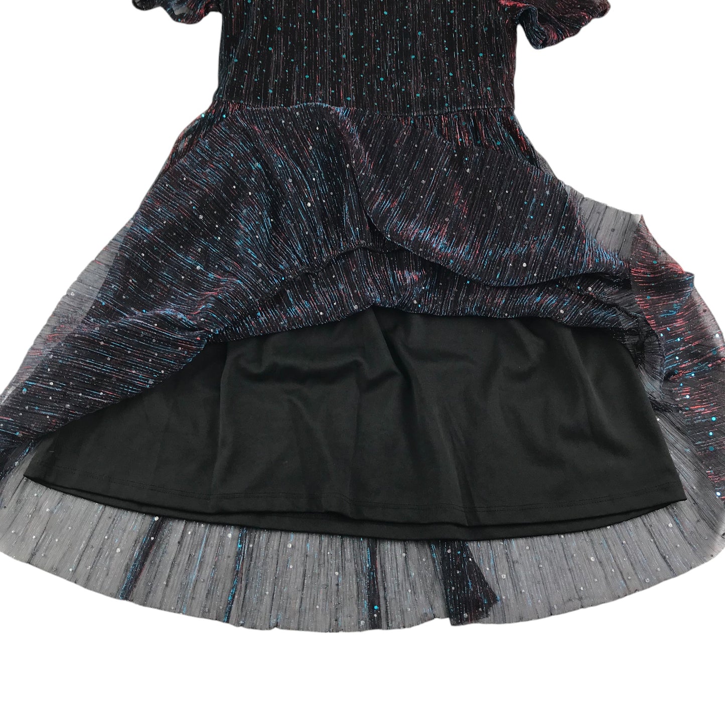 John Lewis dress 12-13 years black red blue sparkly party outfit
