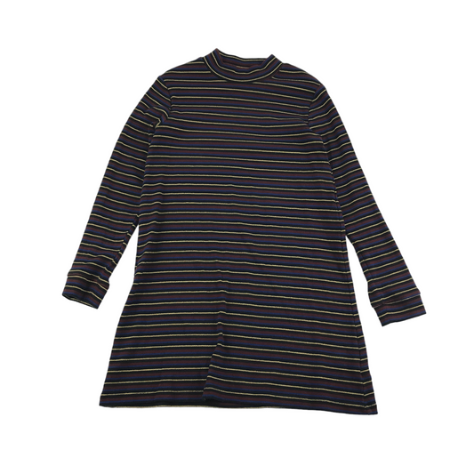 Next Dress Age 8 Burgundy Knitted Golden Stripy