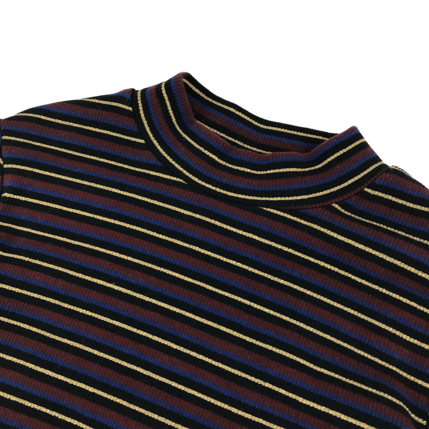 Next Dress Age 8 Burgundy Knitted Golden Stripy