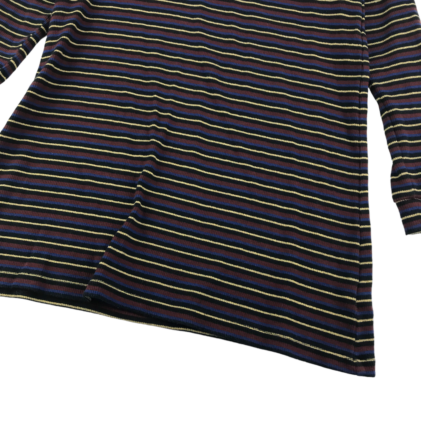 Next Dress Age 8 Burgundy Knitted Golden Stripy