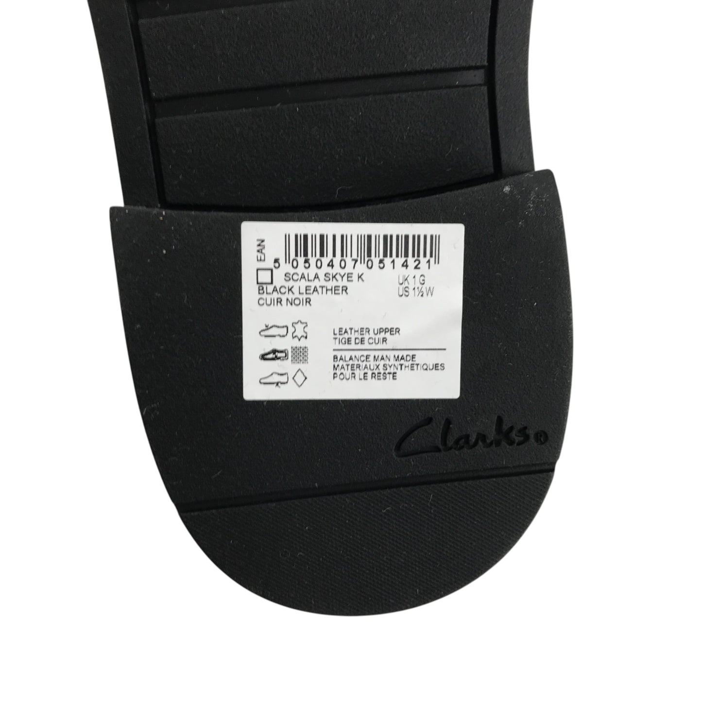 Clark's Black Leather School Shoes Size 1 junior