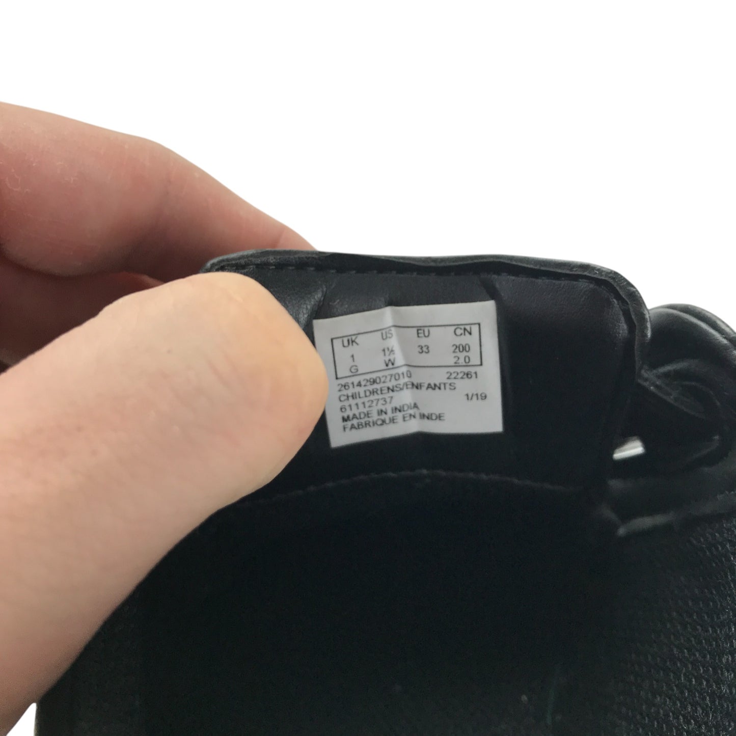 Clark's Black Leather School Shoes Size 1 junior