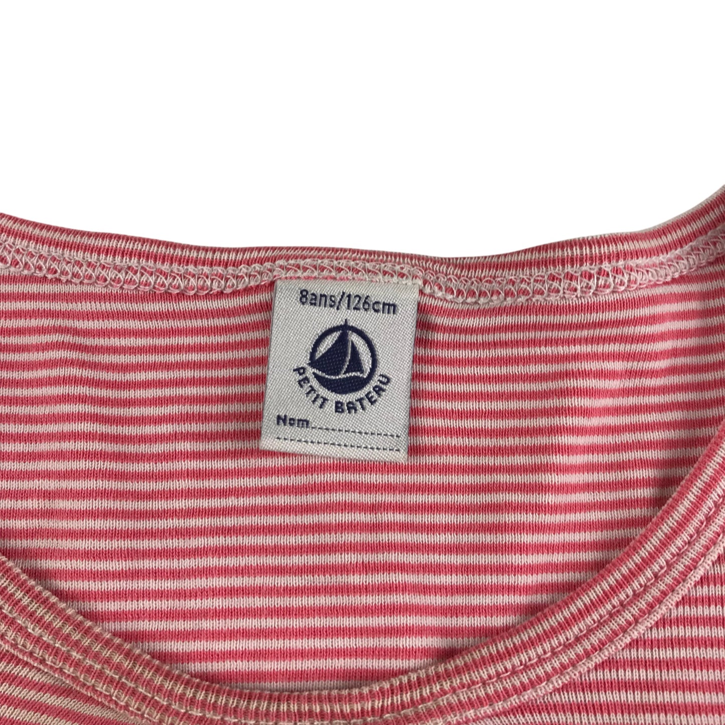 Petit Bateau t-shirt 7-8 years red stripy short sleeve cotton