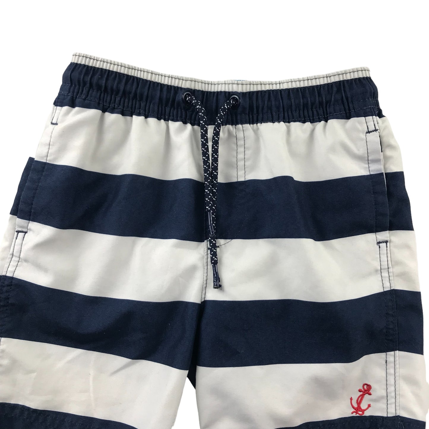 M&S Swim Trunks Age 4 Navy Blue White Stripes Shorts