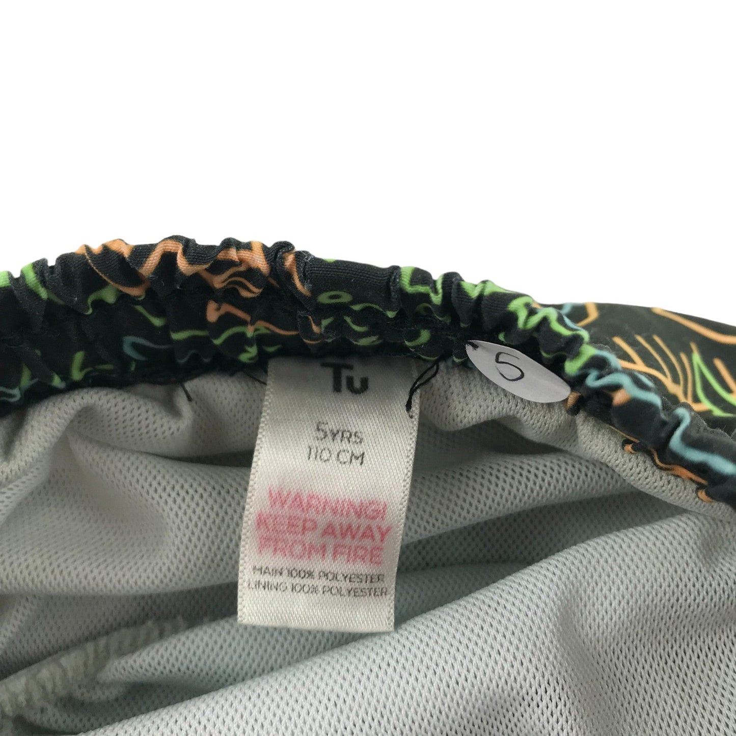 Tu Swim Trunks Age 5 Black and Multicoloured Dinosaur Print Shorts