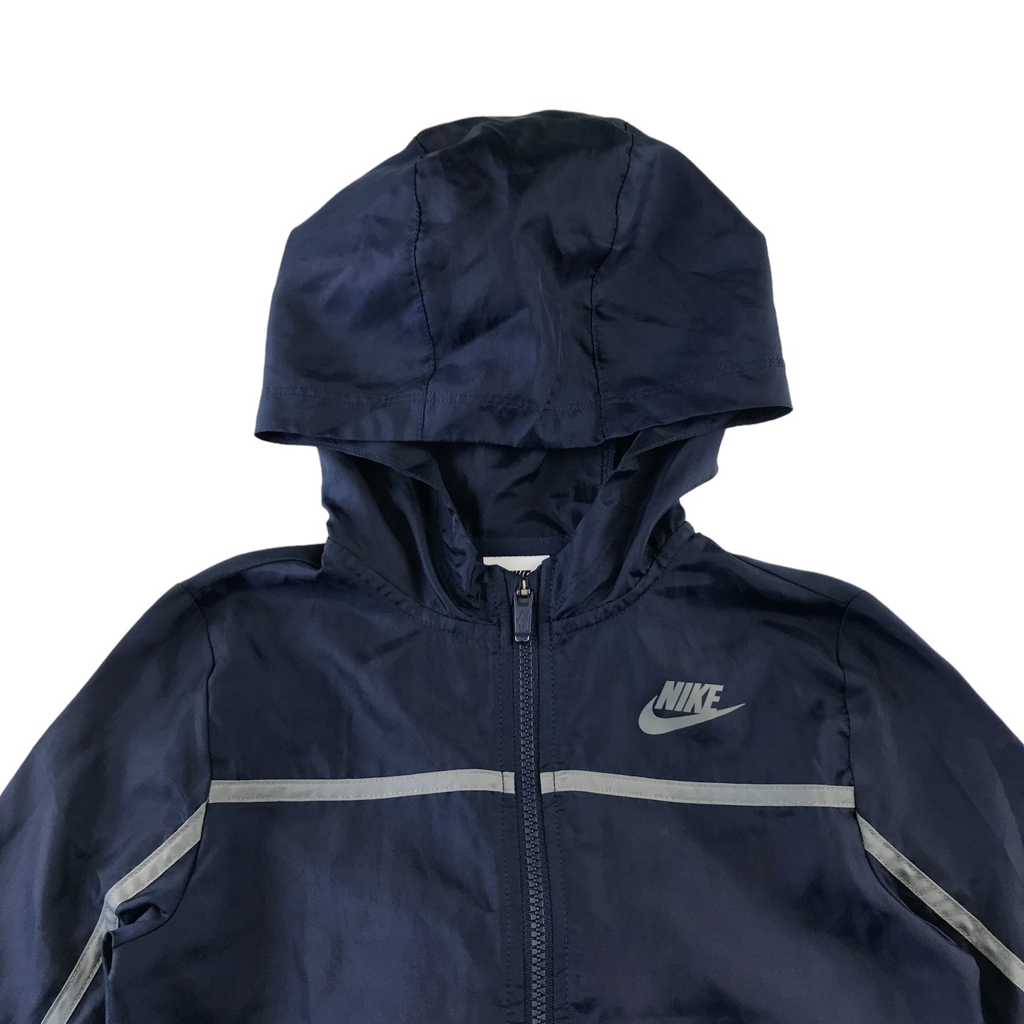 Nike light jacket 7 years navy with grey logo and line detail