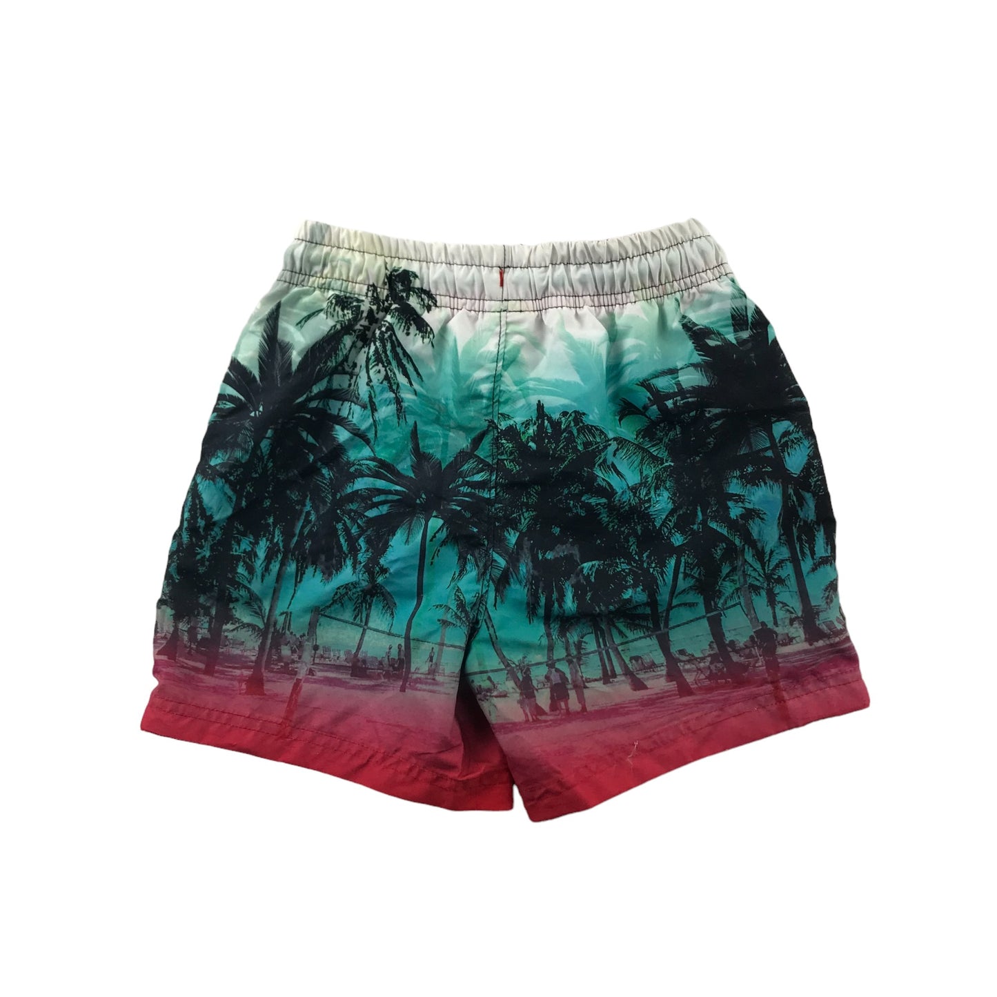 George Swim Trunks Age 5 Turquoise White and Red Gradient Palm Trees Shorts