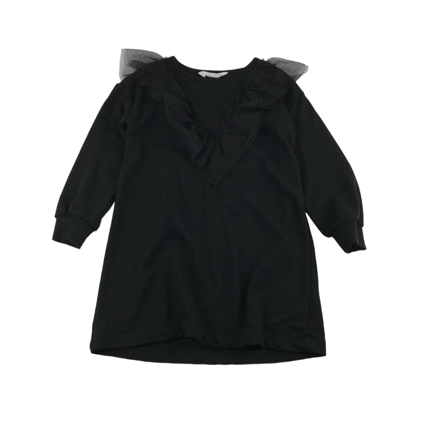 H&M Dress Age 7 Black Frilled Mesh Chest