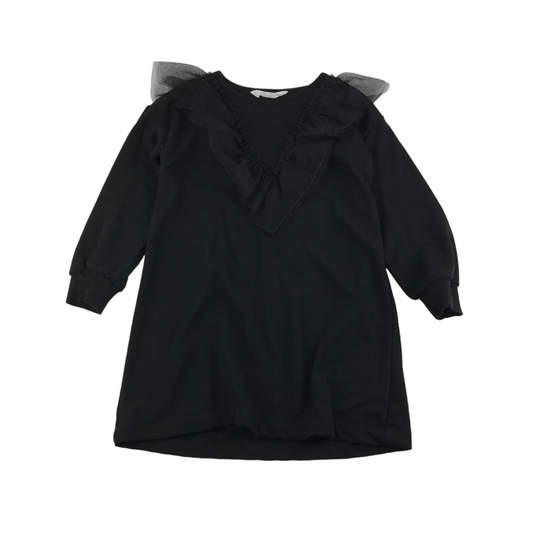 H&M Dress Age 7 Black Frilled Mesh Chest