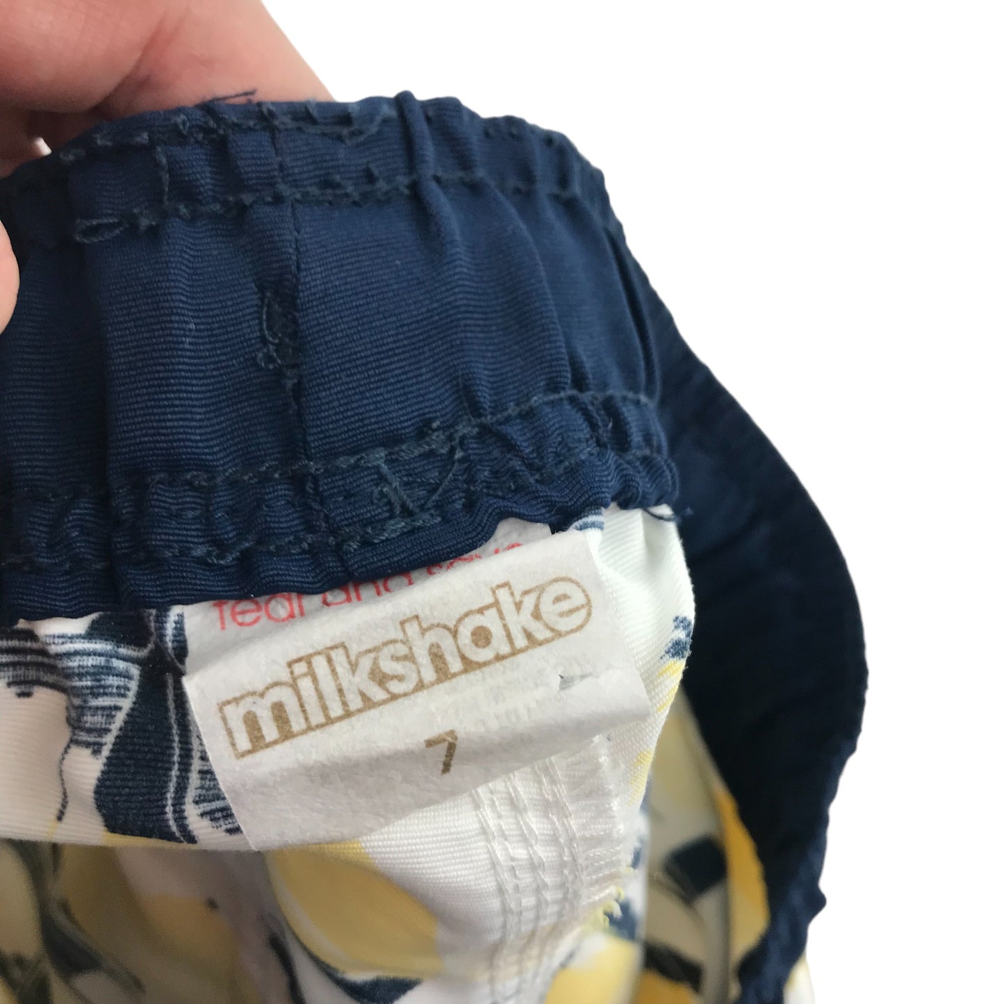 Milkshake Swim Trunks Age 7 White Navy Yellow Sailing Boats Print Shorts