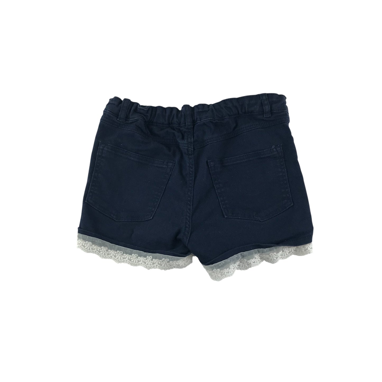 H&M shorts 9-10 years navy blue stretchy denim style lace detailing