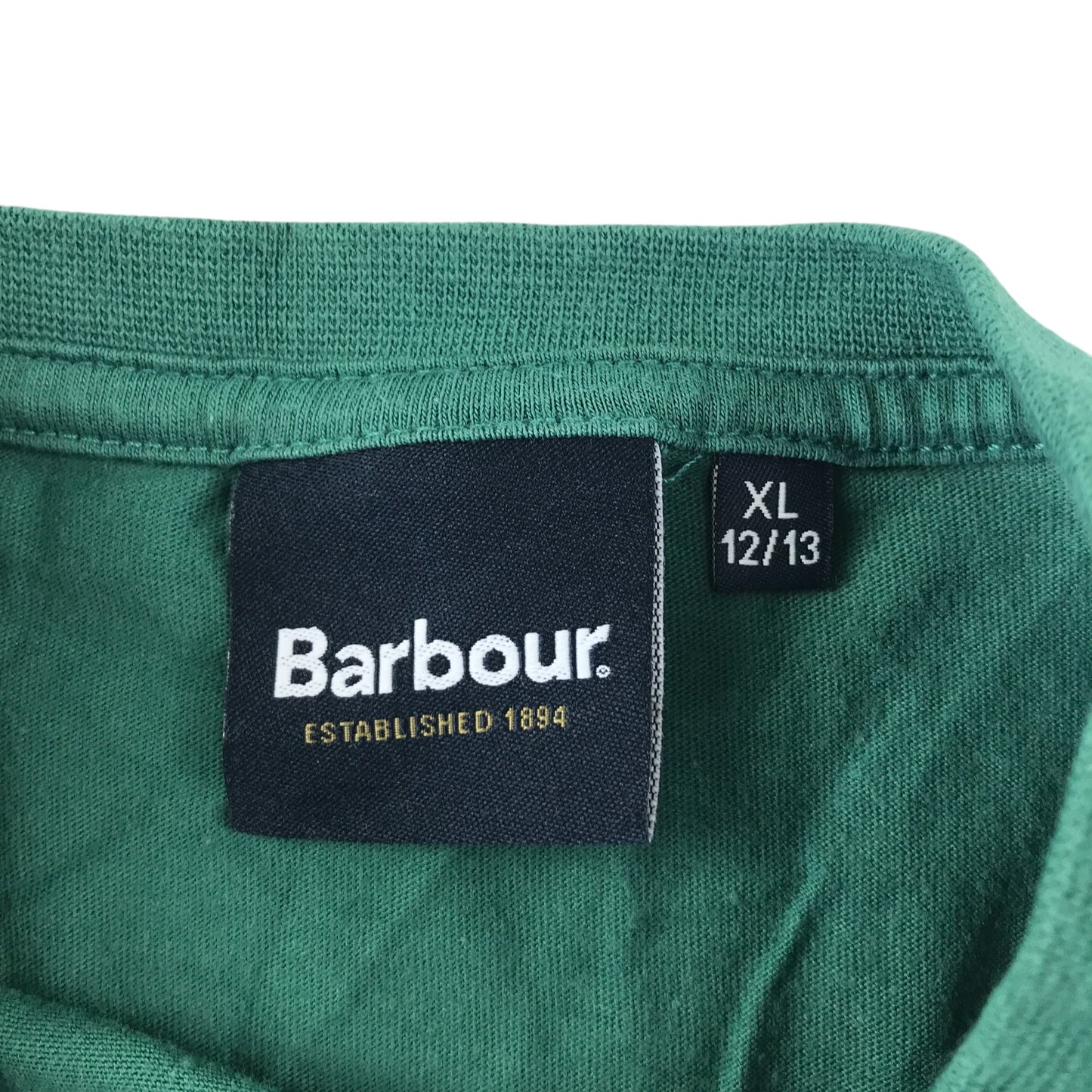 Barbour t-shirt 12-13 years green graphic text logo short sleeve