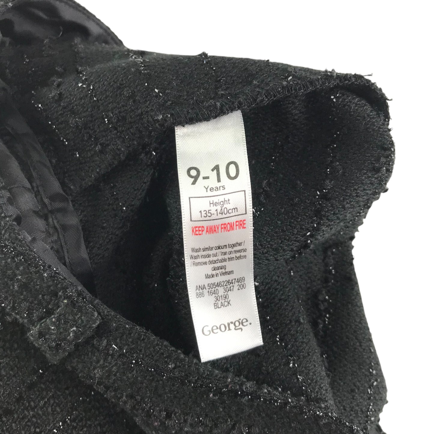George shorts 9-10 years black knitted sparkly