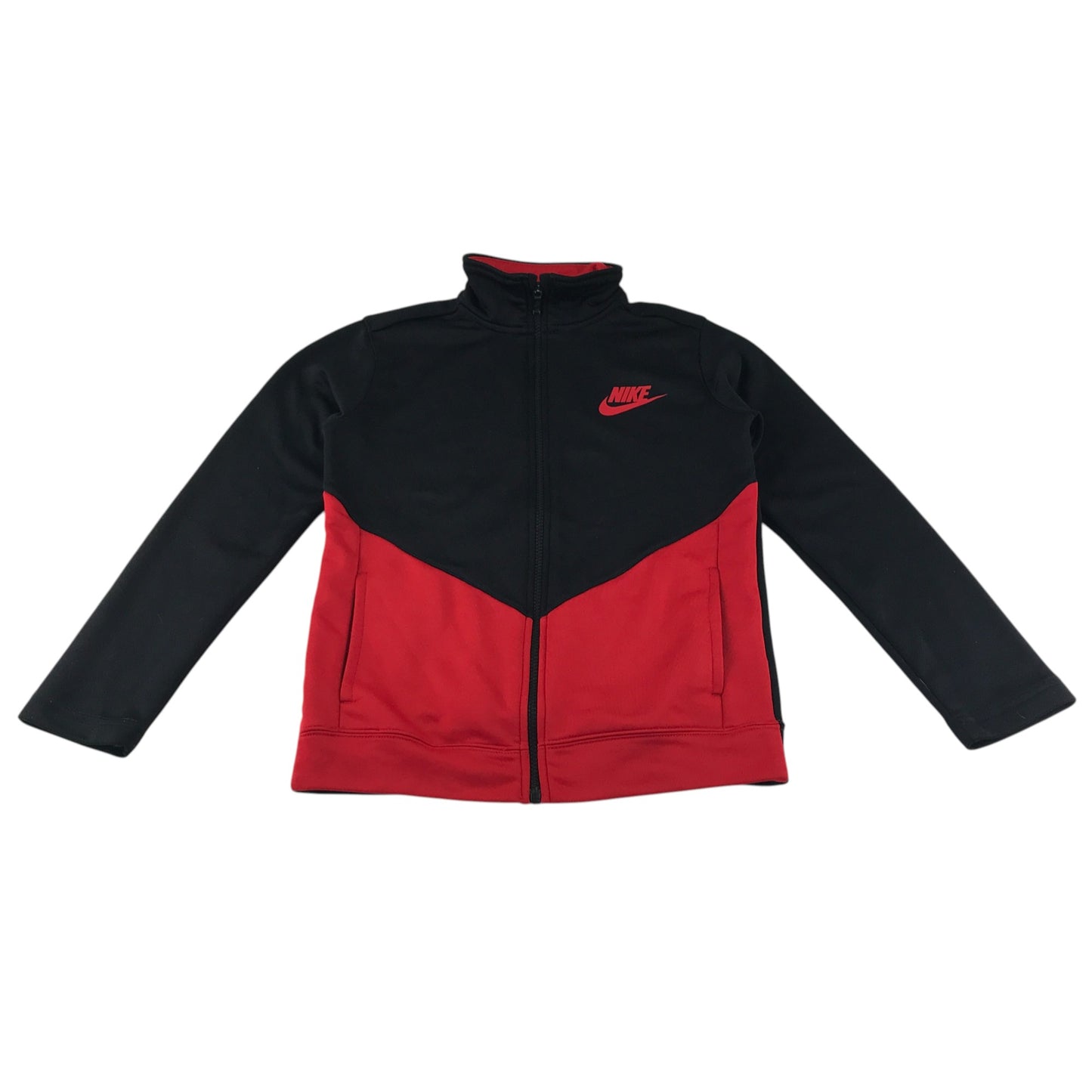 Nike sweater 9-10 year red and black panelled sporty tracksuit top