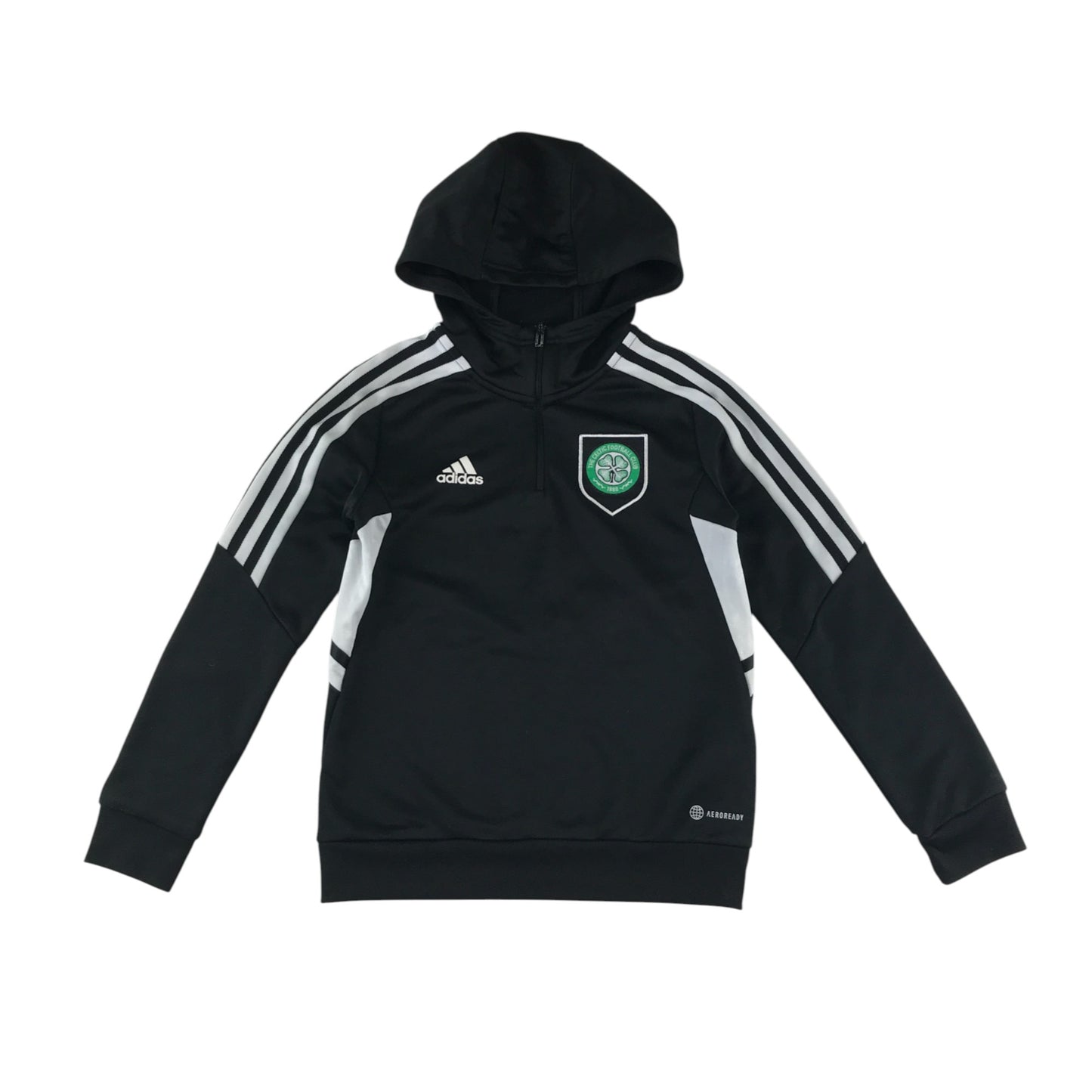 Adidas Celtic FC sport sweater 6-7 years black hooded with quarter zipper