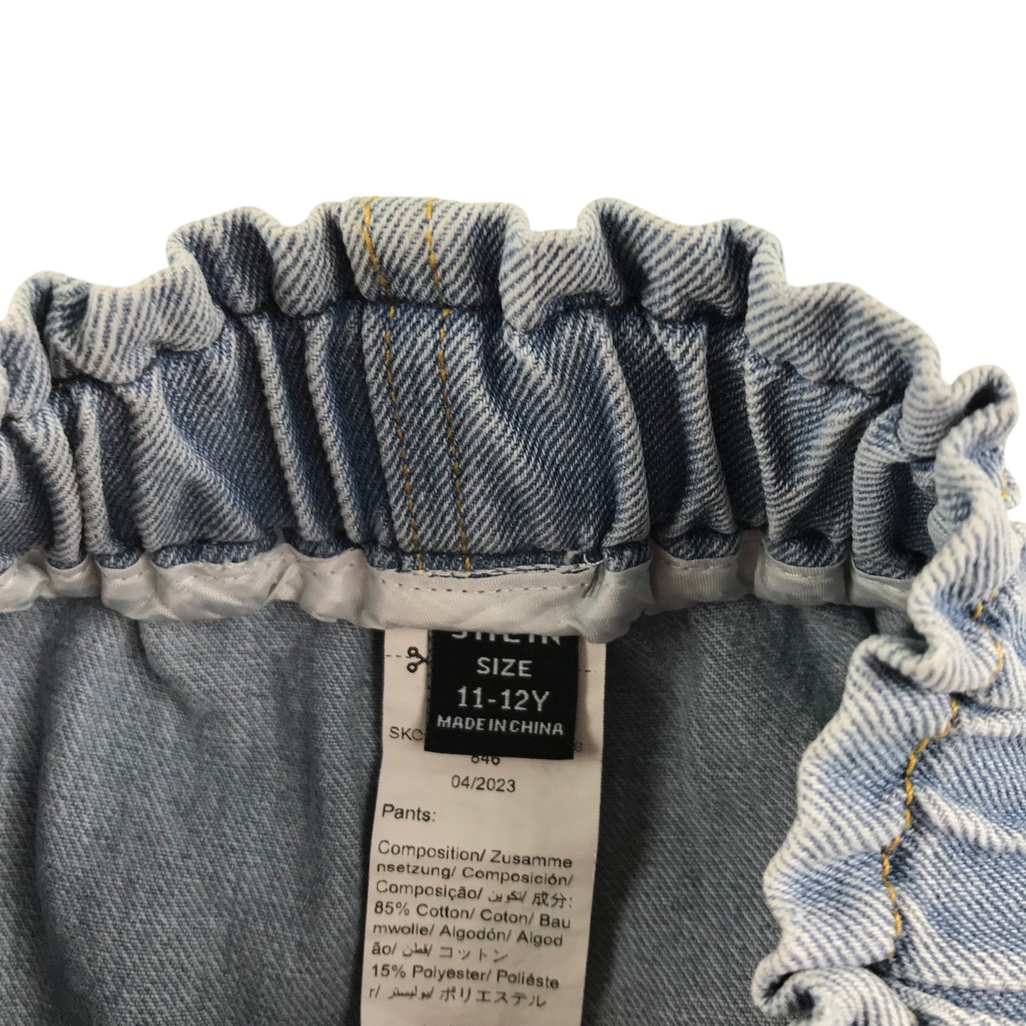 Shein shorts 11-12 years blue denim paper bag waist