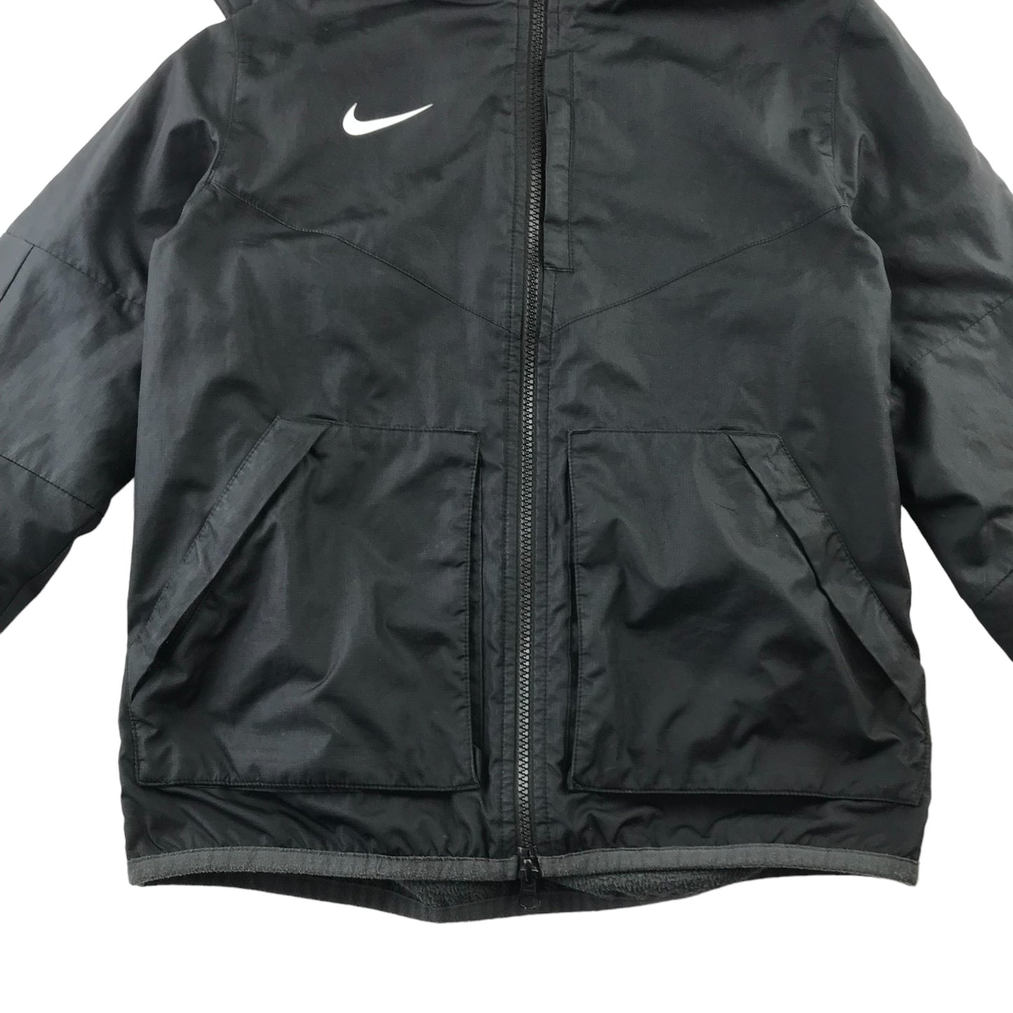 Nike light jacket 9-10 years black hooded with fleece lining