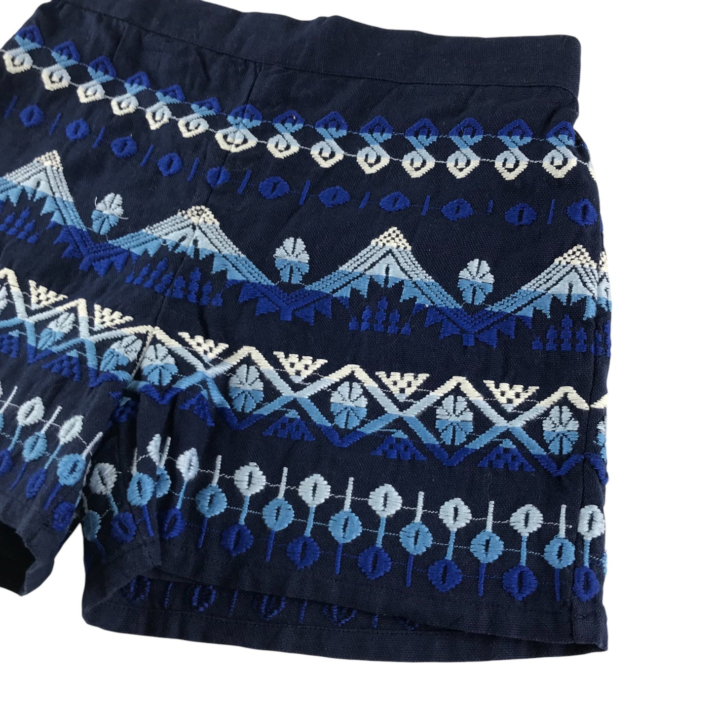Monsoon shorts 12-13 years navy blue embroidered pattern cotton