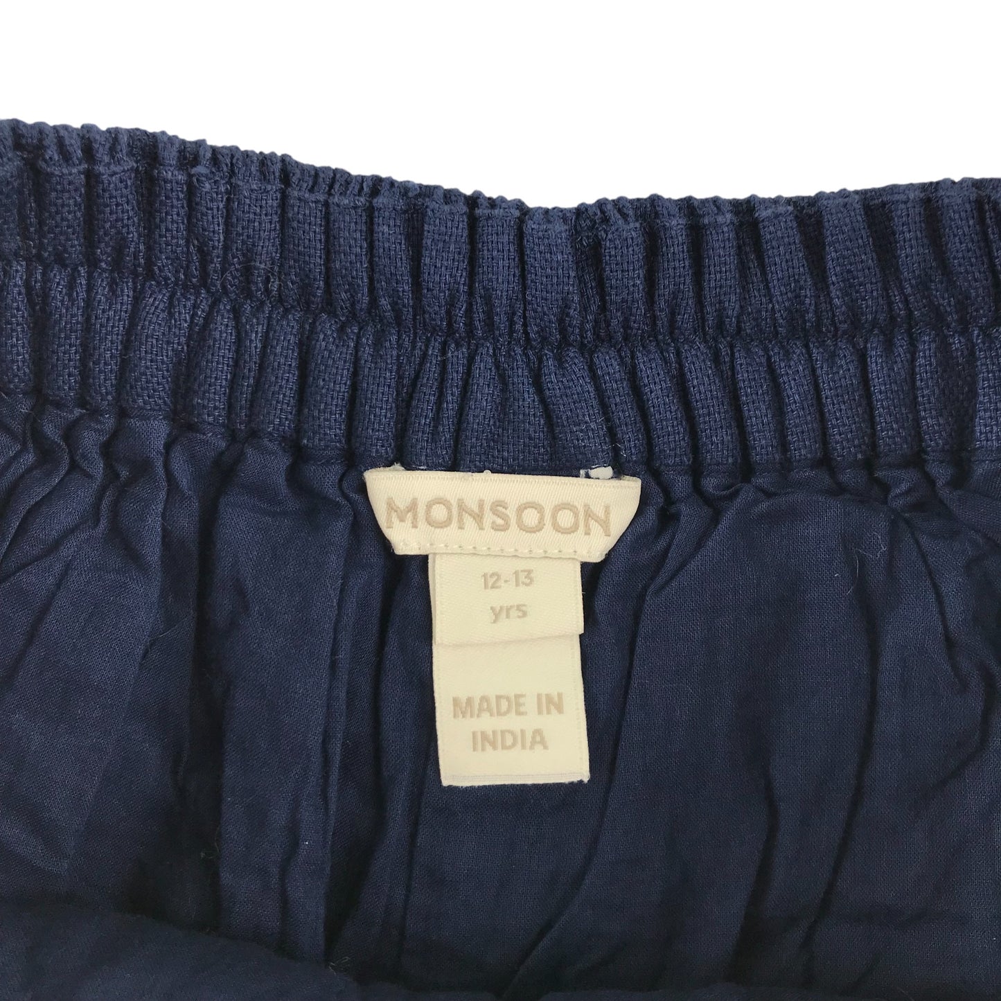 Monsoon shorts 12-13 years navy blue embroidered pattern cotton