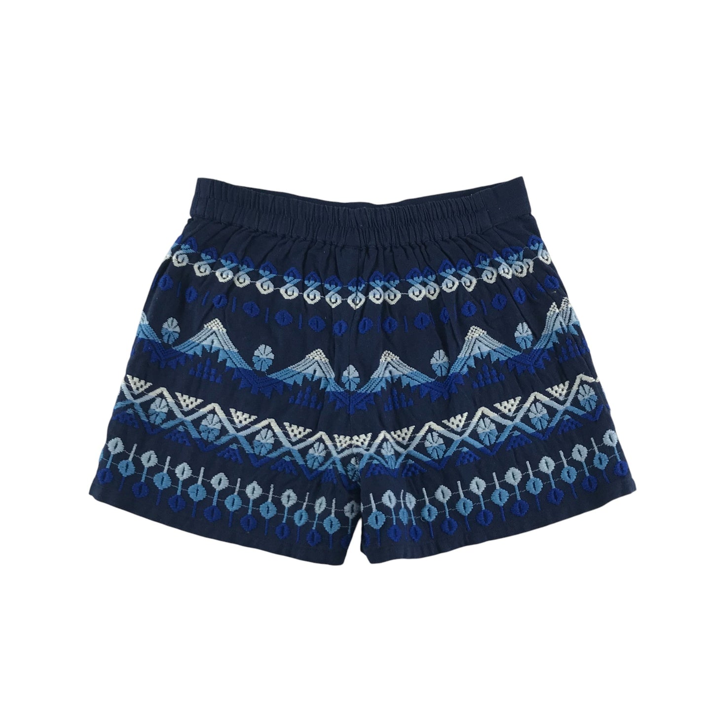 Monsoon shorts 12-13 years navy blue embroidered pattern cotton