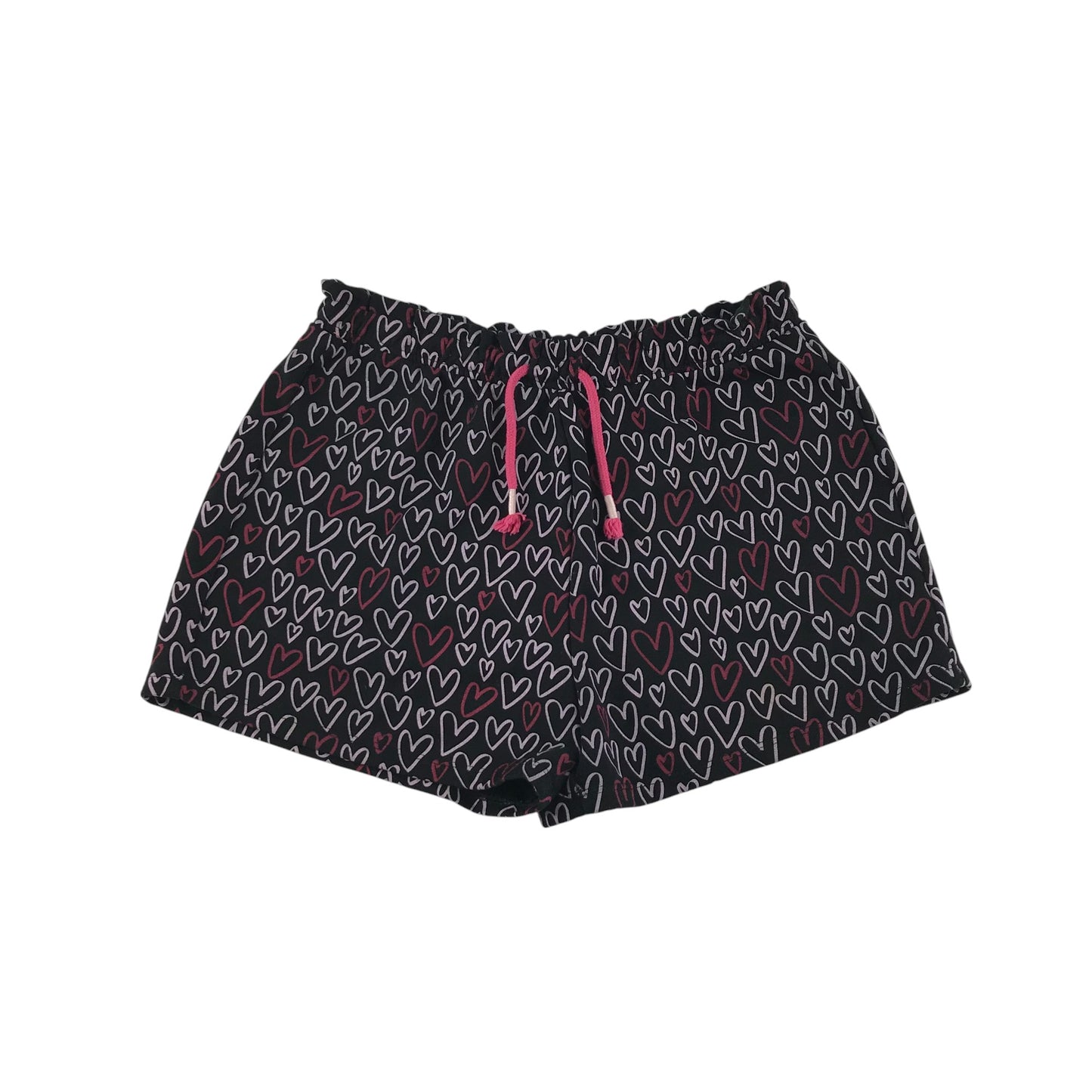 Matalan shorts 12-13 years black love heart print pattern jersey