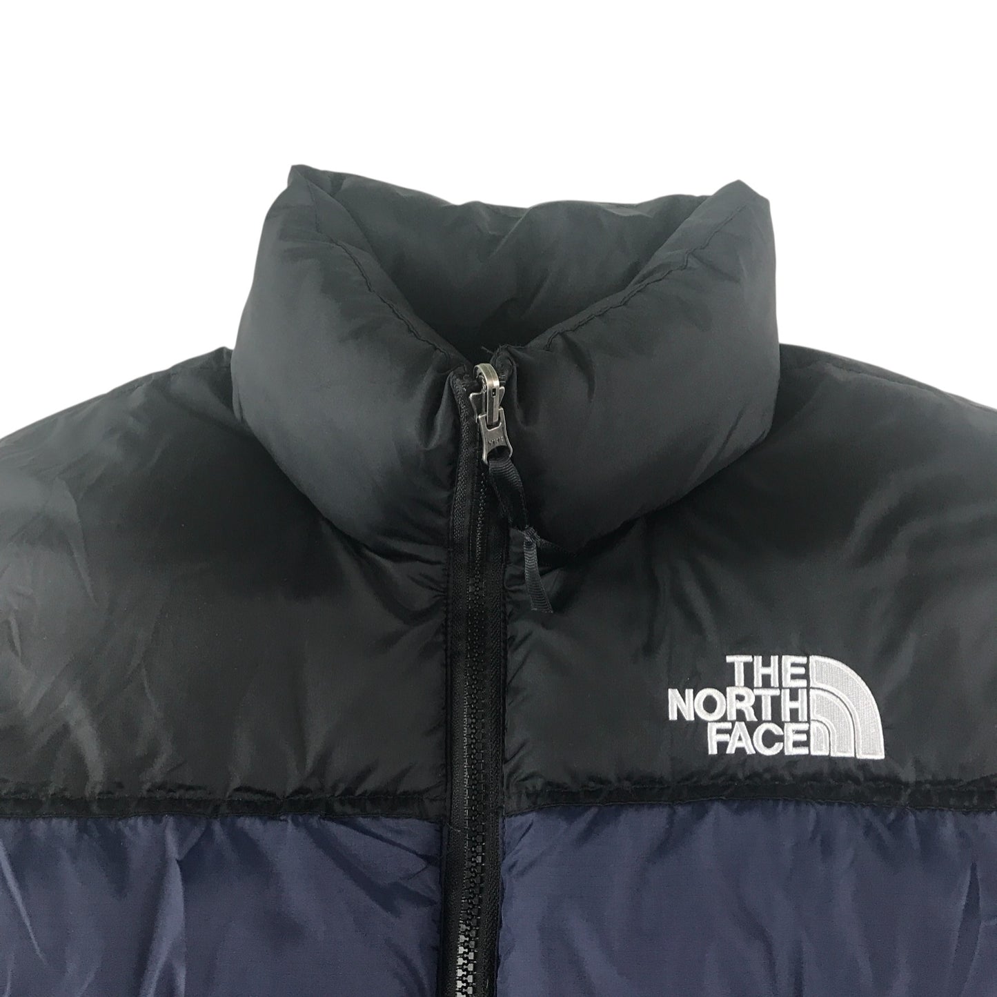 The North Face jacket men's size S black and blue panelled puffer