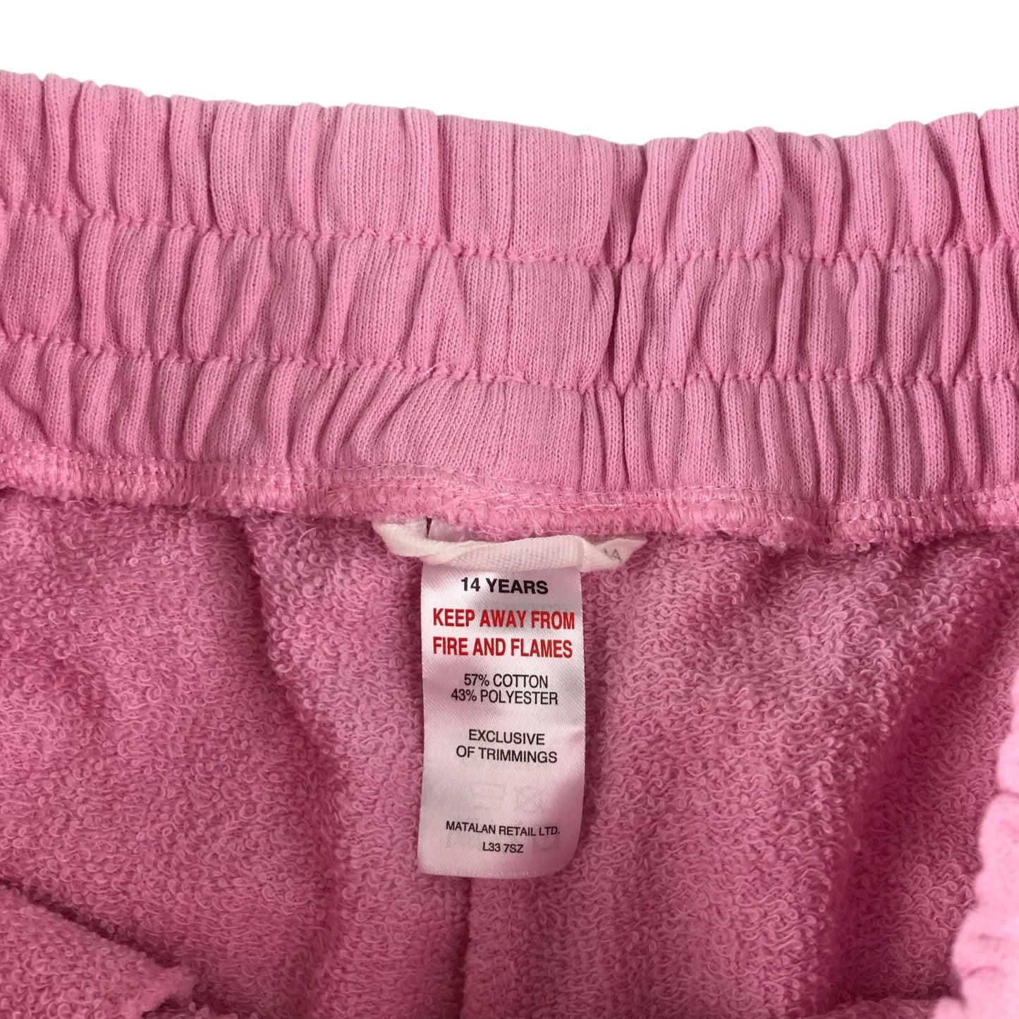 Matalan shorts 13-14 years pink plain jersey