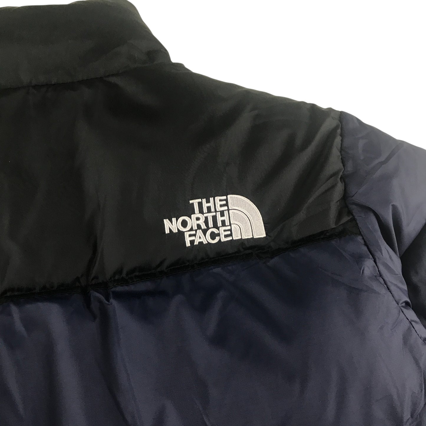 The North Face jacket men's size S black and blue panelled puffer