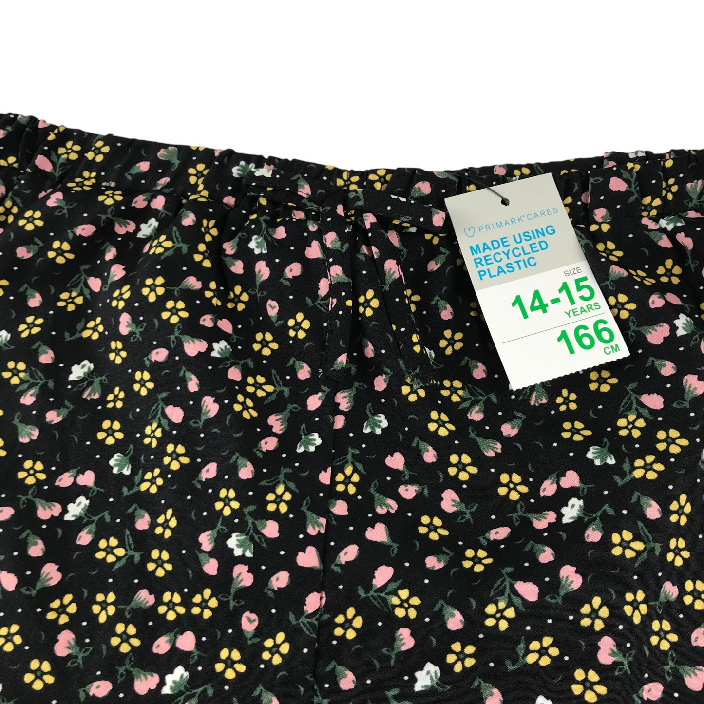 Primark shorts 14-15 years black floral high waist