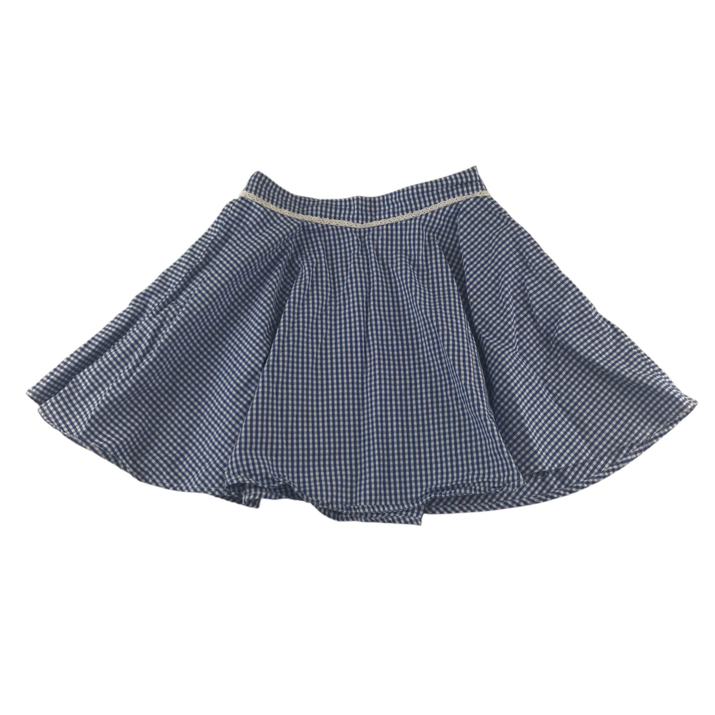 M&S school summer gingham skirt 6-7 years blue circle style cotton