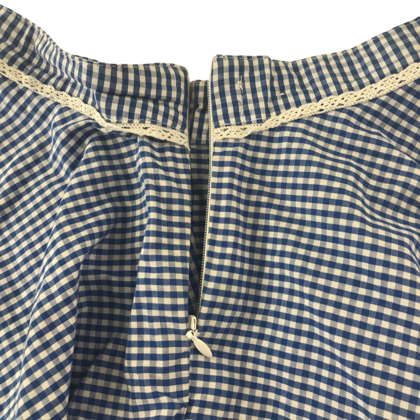 M&S school summer gingham skirt 6-7 years blue circle style cotton