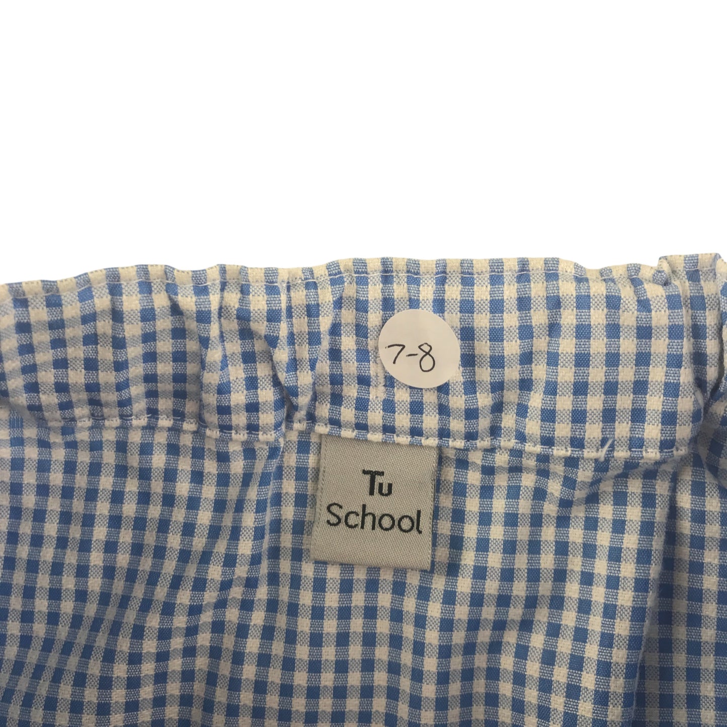 Tu school summer gingham skirt 7-8 years blue with elasticated waistband