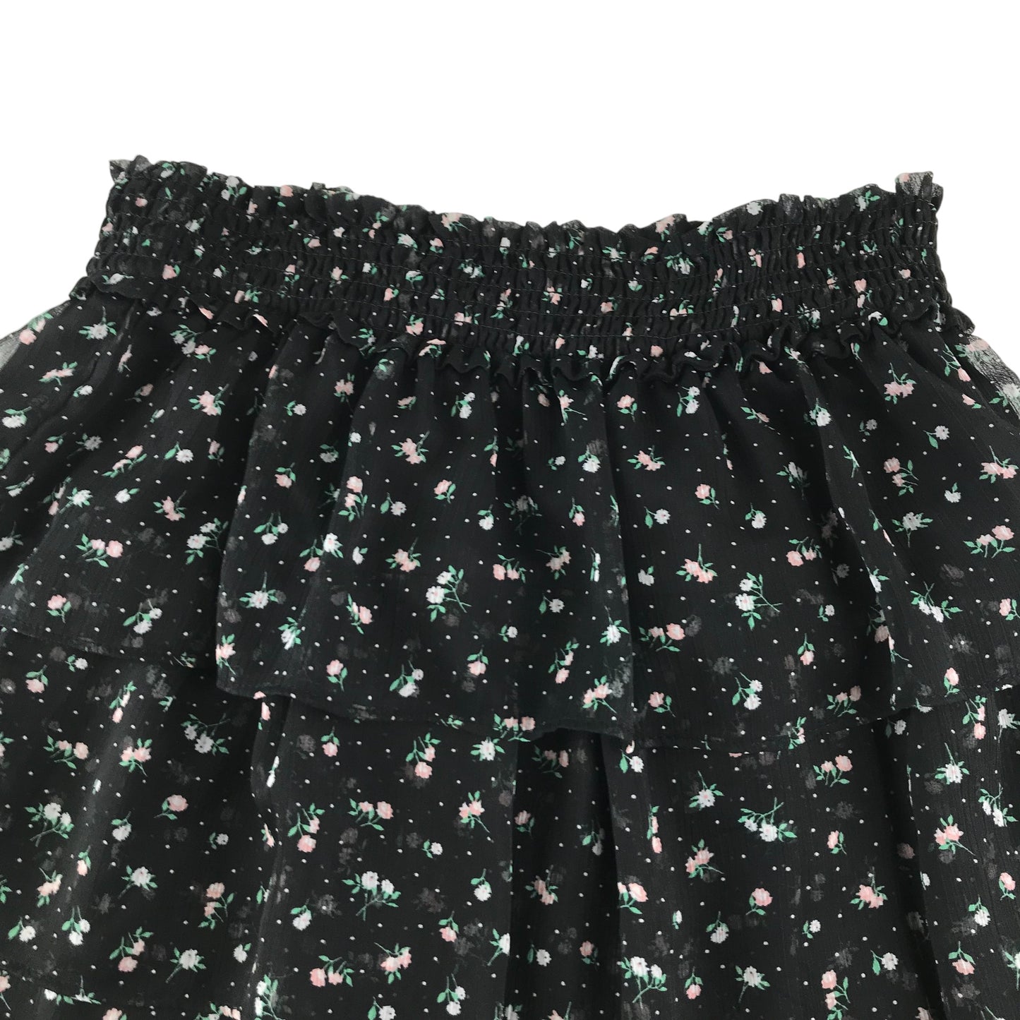 H&M skirt women's size S black floral mesh layered