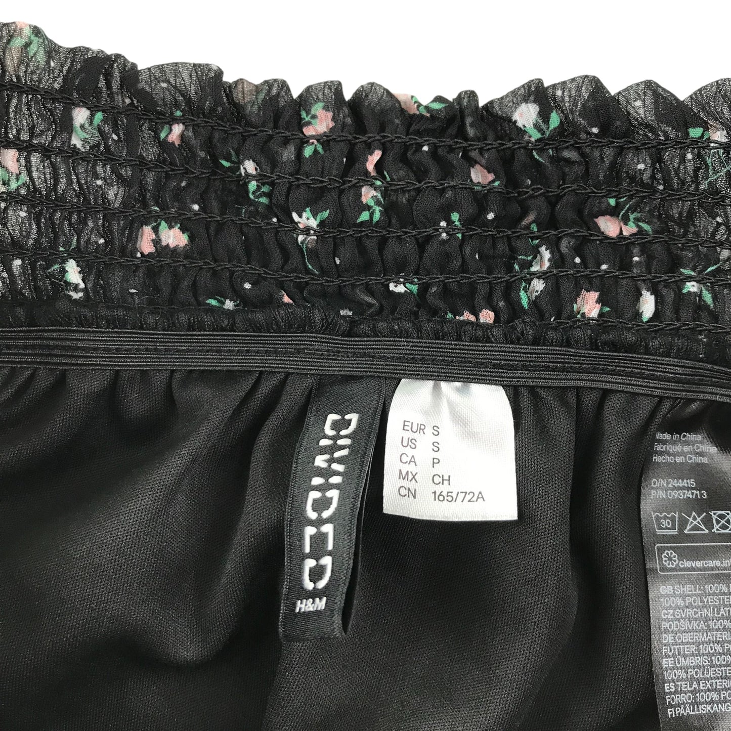 H&M skirt women's size S black floral mesh layered