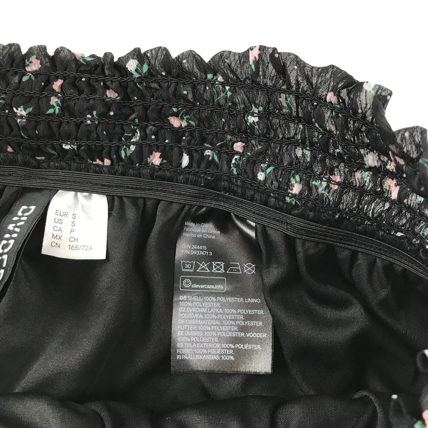 H&M skirt women's size S black floral mesh layered