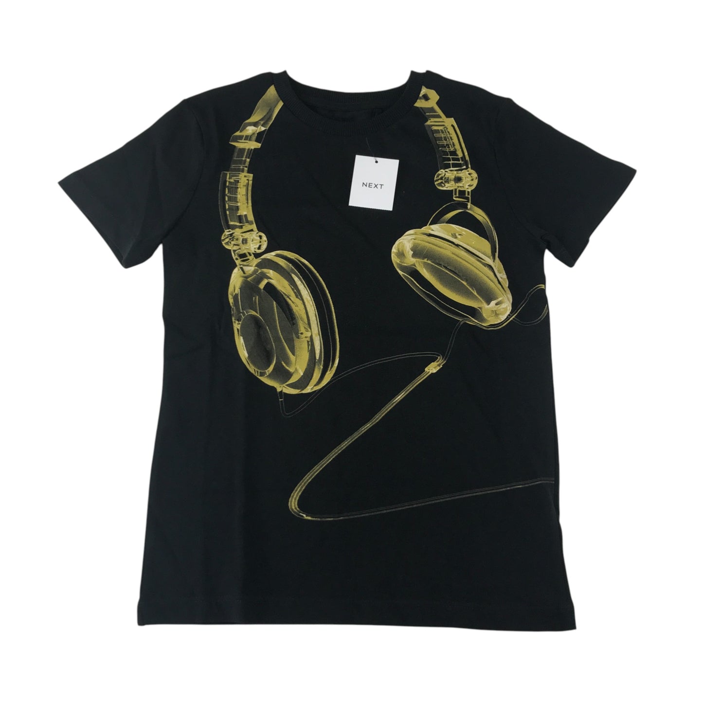 Next T-shirt 7-8 years black short sleeve with headphones graphic